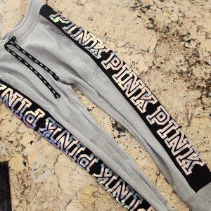 Victorias Secret Pink silver joggers with sequin detail size extra small
